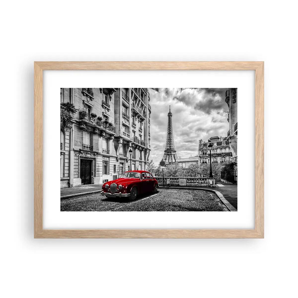 Plakat i ramme af lyst egetræ - Rovdyr i byen - 40x30 cm