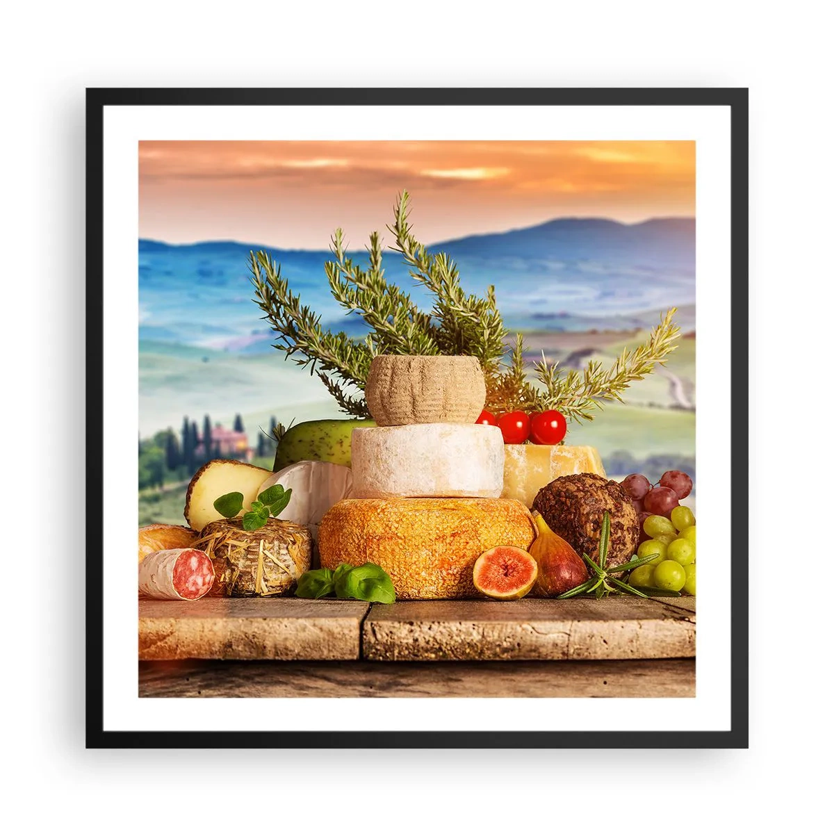 Plakat i sort ramme - Italiensk livsglæde - 60x60 cm