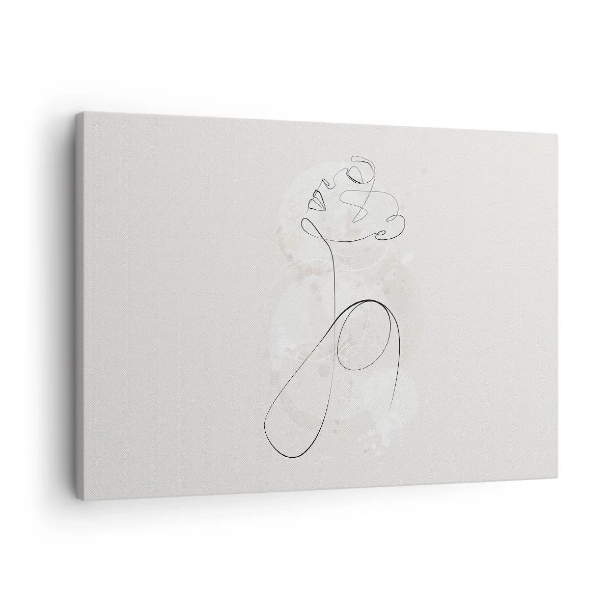 Lærredstryk - Billede på lærred - Minimalistisk ansigtskontur med en blomst på en lys baggrund - 70x50cm - Spiralen af skønhed - Moderne vægdekoration til stue og soveværelse ARTTOR