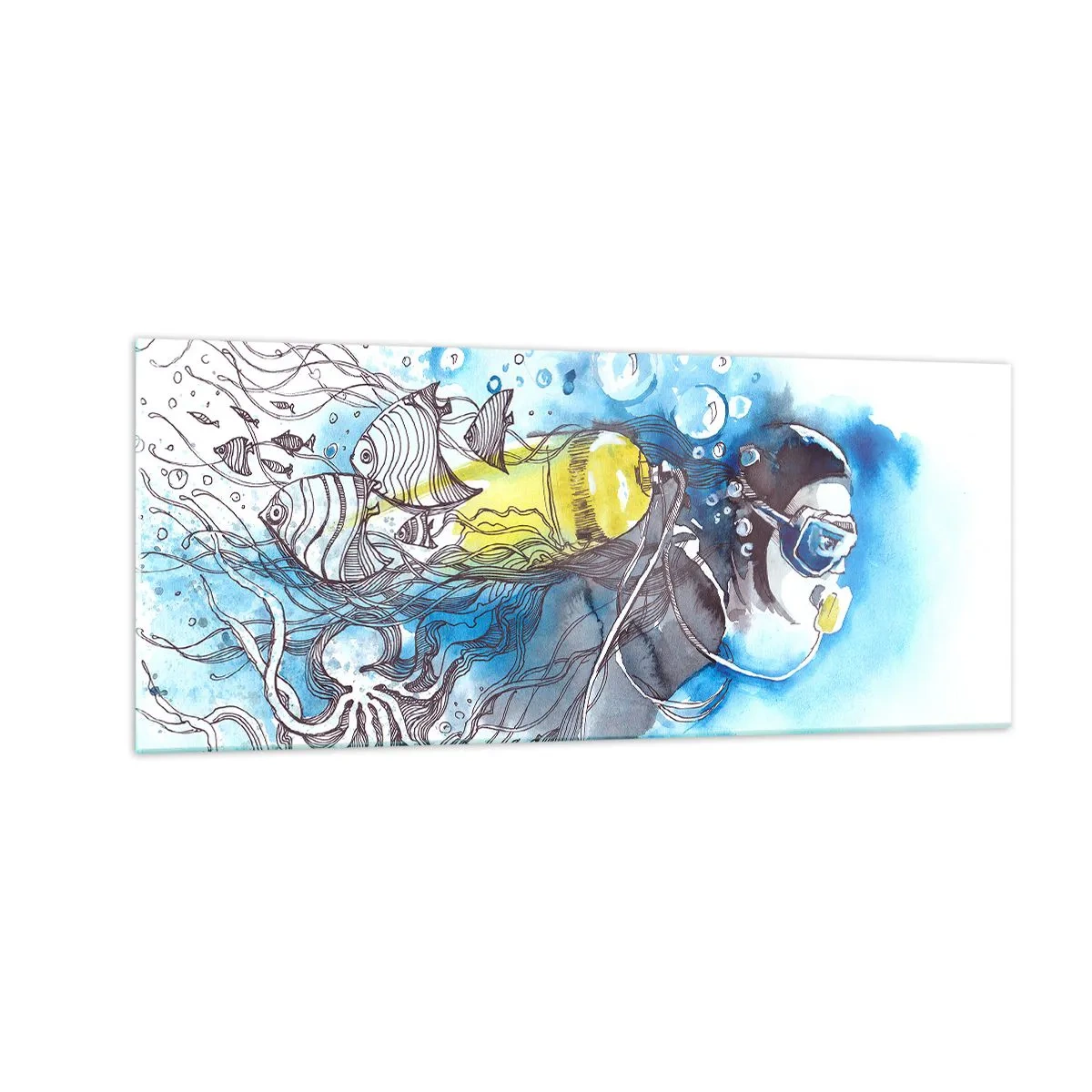 Billede på glas - Stor blå - 100x40 cm