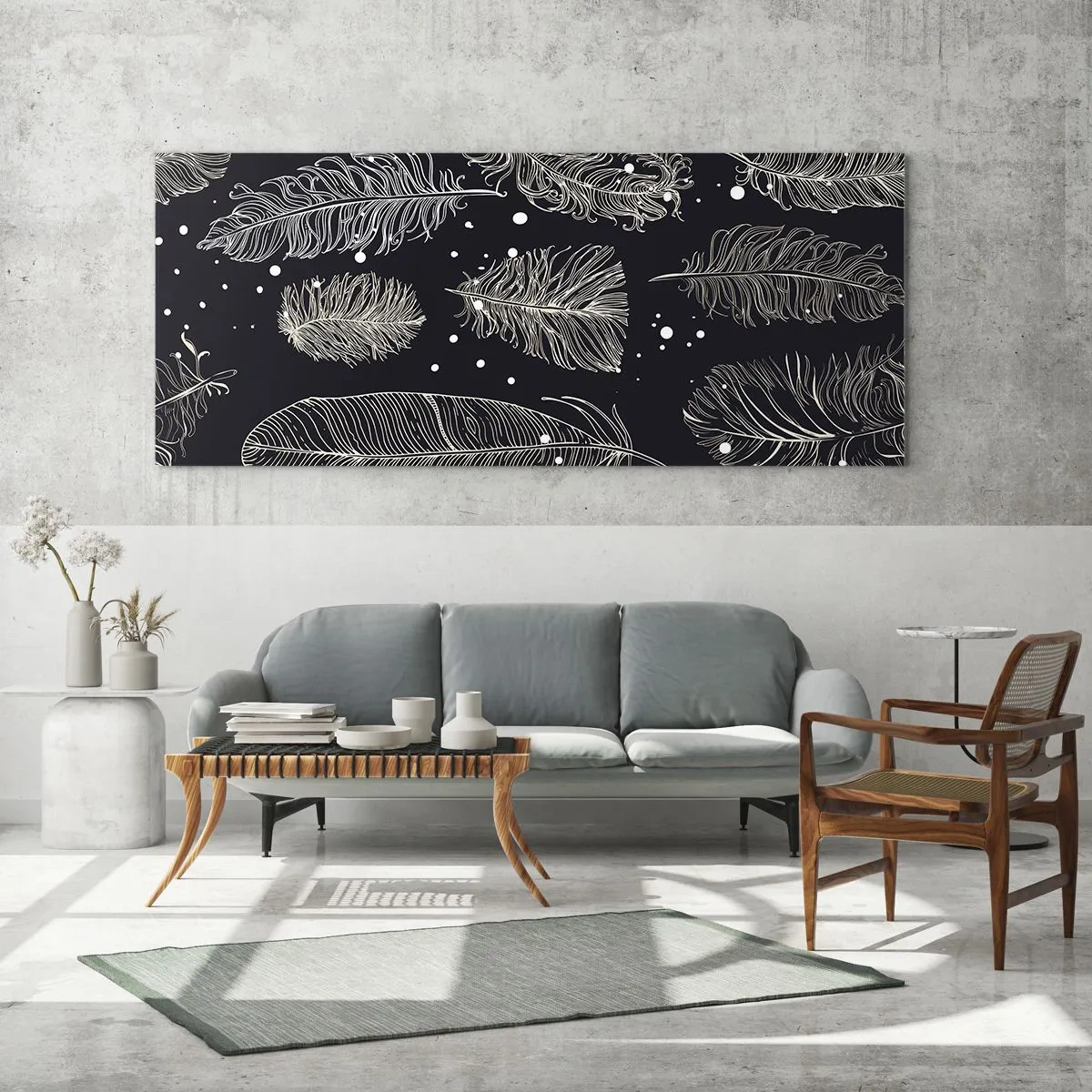 Billede på glas - Fjerede blonder - 100x40 cm