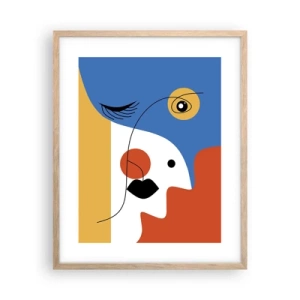 Plakat i ramme af lyst egetræ - Dekonstrueret portræt - 40x50 cm