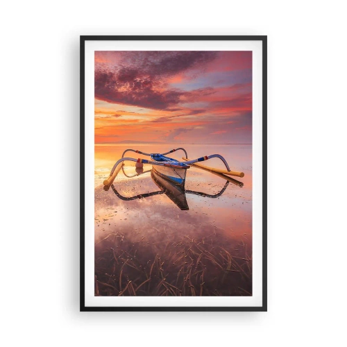 Plakat i sort ramme - Roen ved en tropisk aften - 61x91 cm