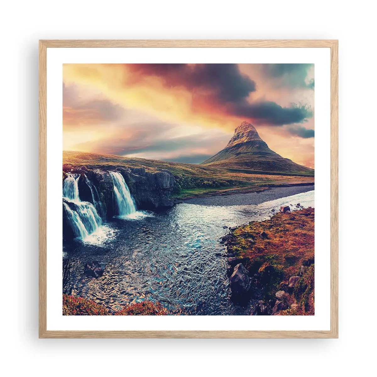 Plakat i ramme af lyst egetræ - I naturens majestæt - 60x60 cm