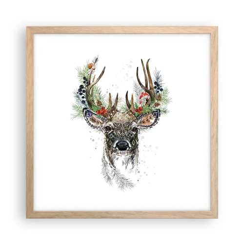 Plakat i ramme af lyst egetræ - I festlig påklædning - 40x40 cm