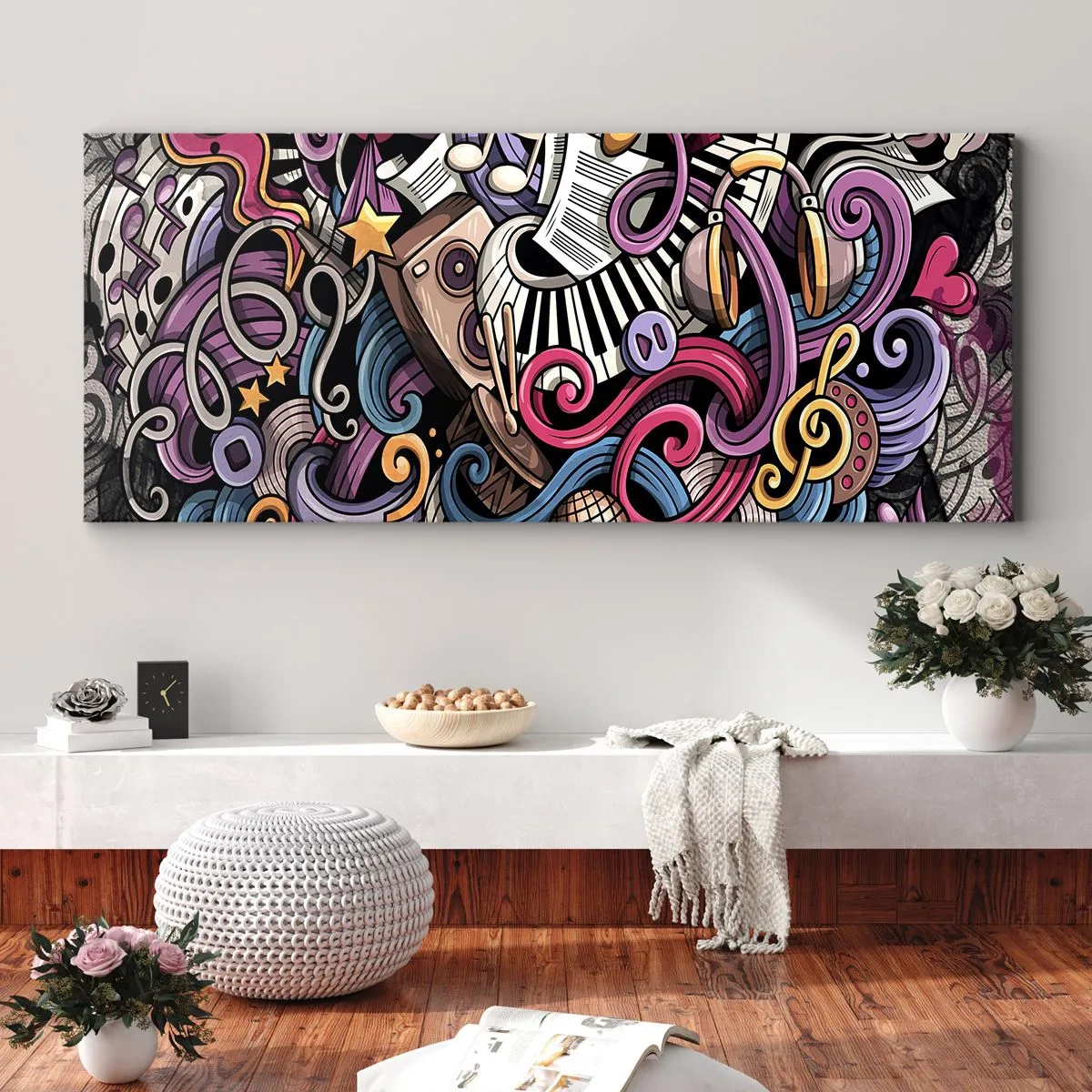 Lærredstryk - Billede på lærred - Kompliceret melodi - 90x30 cm
