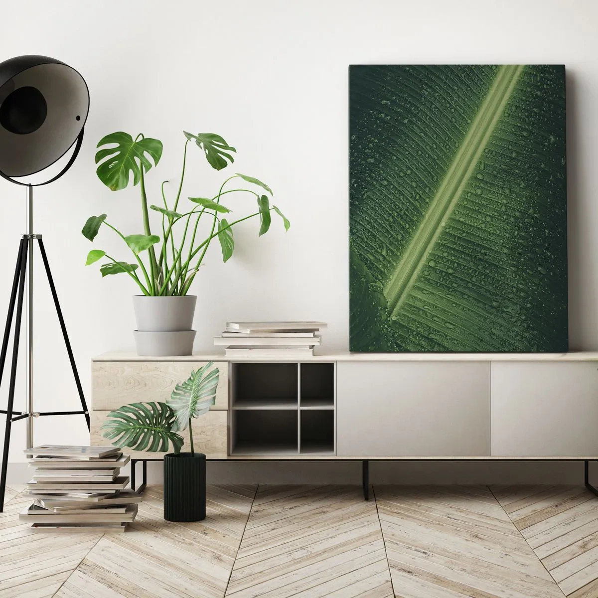 Lærredstryk - Billede på lærred - Grøn struktur - 55x100 cm