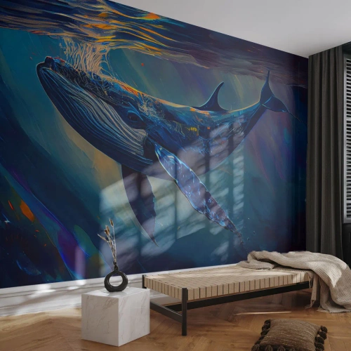 Fototapet Selvklæbende Deluxe Sticker - Velkommen til min verden - Hval, Ocean, Undervands - 100x70 cm