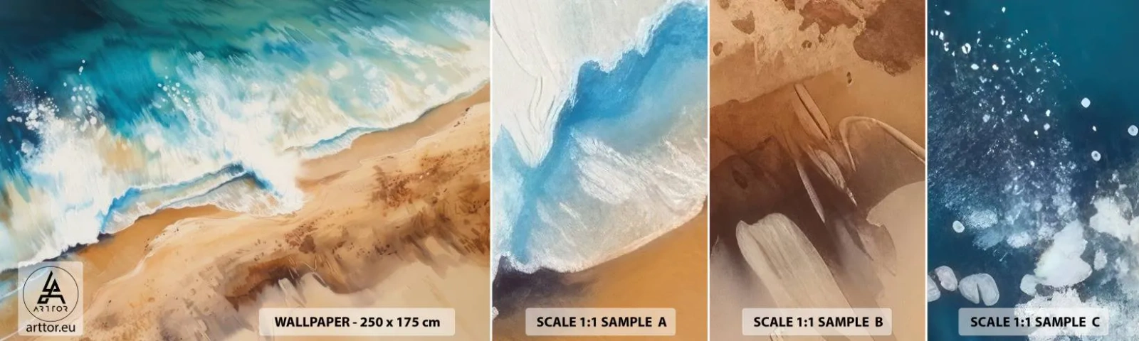 Prøve Fototapet Selvklæbende Deluxe Sticker - Tilbagevendende bølge - Kyst, Ved havet, Ocean - 100x30 cm