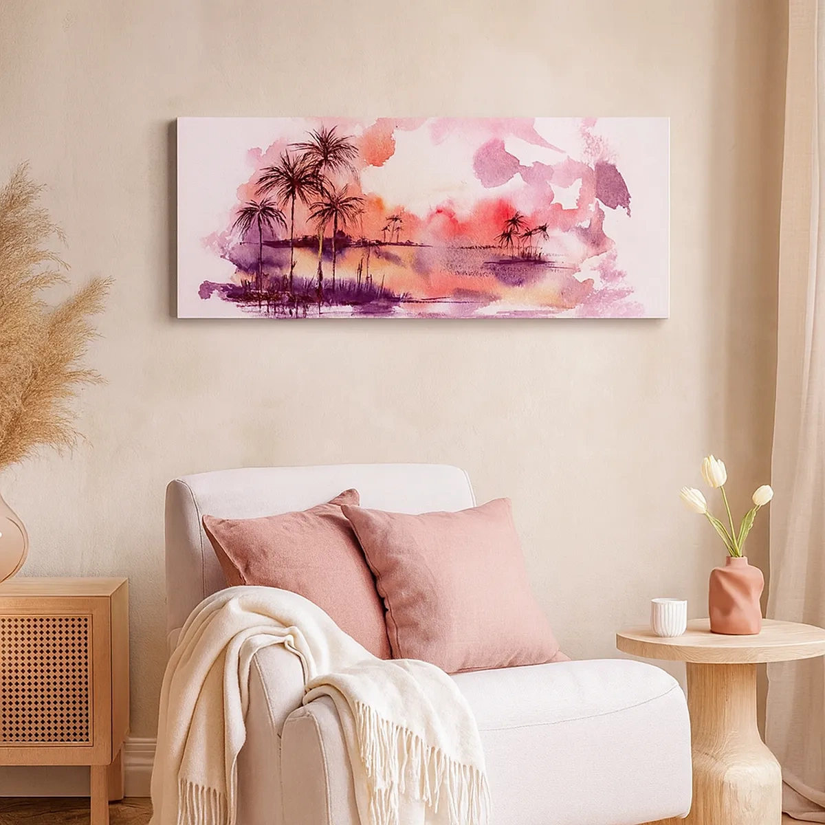 Lærredstryk - Billede på lærred - Tropernes ro i rødt - 30x30 cm