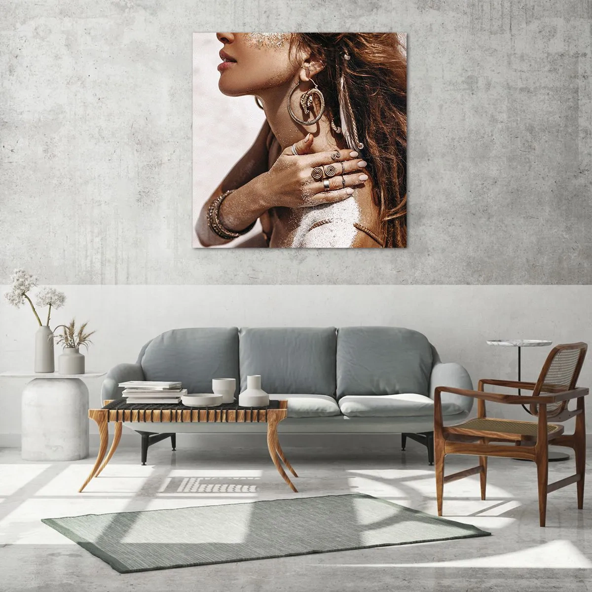 Billede på glas - Dronning af den vilde strand - 60x60 cm