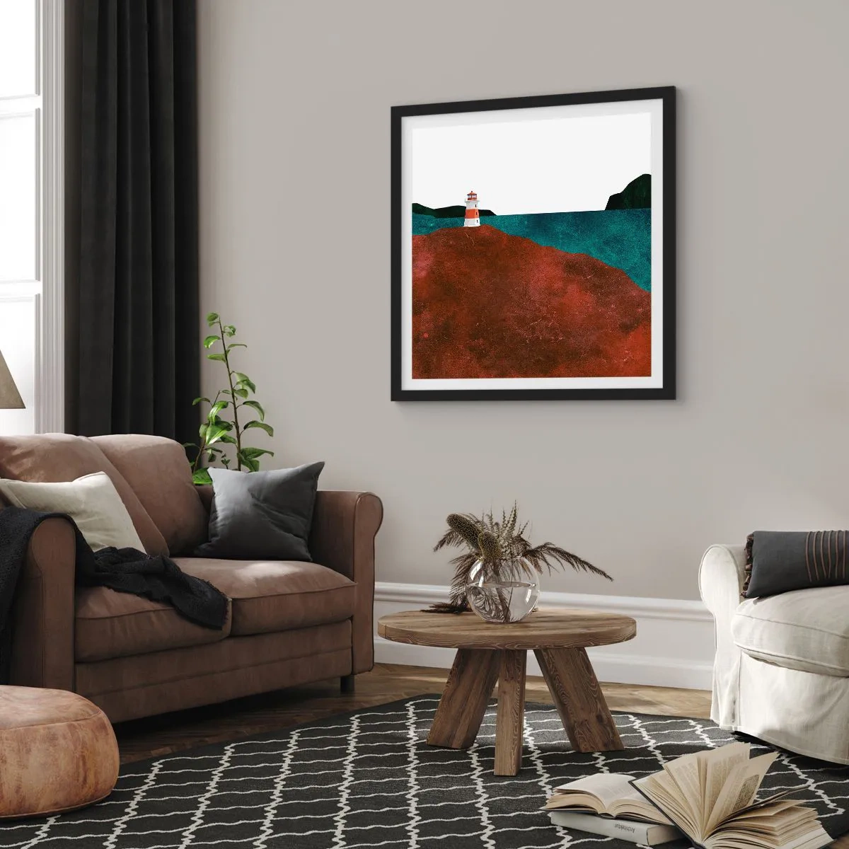 Plakat i sort ramme - Med blikket rettet mod havet - 40x40 cm