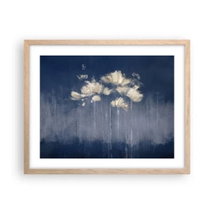 Plakat i ramme af lyst egetræ - Som kronblade i vinden - 50x40 cm