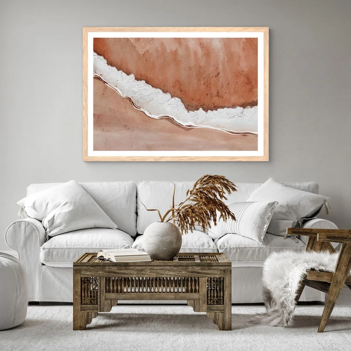 Plakat i ramme af lyst egetræ - I jordnære farver - 91x61 cm