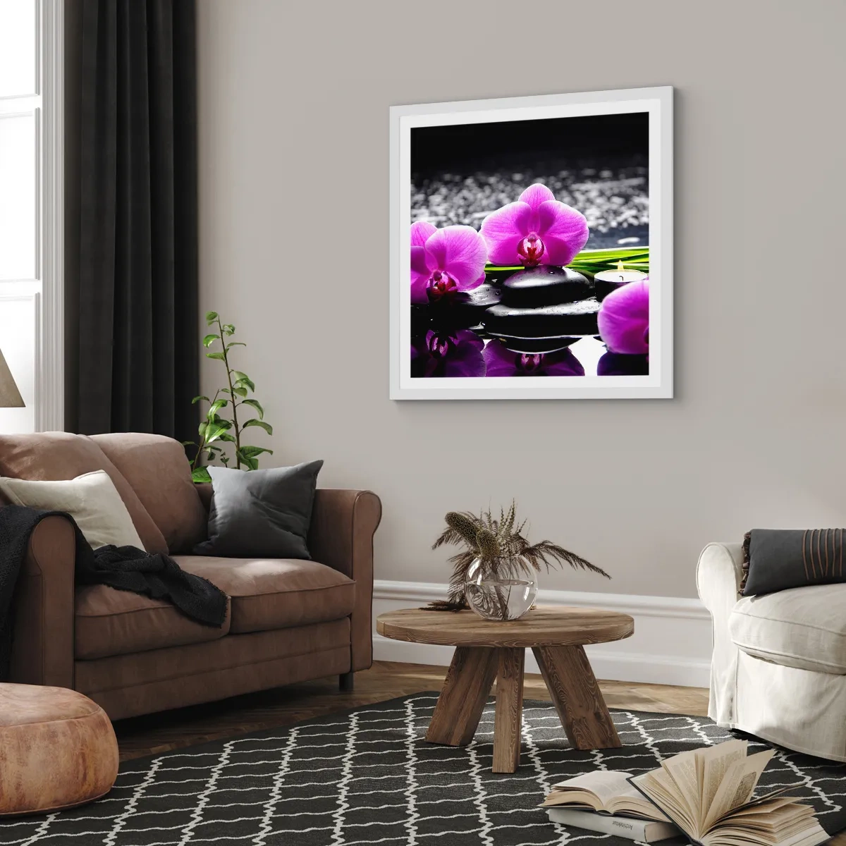 Plakat i hvid ramme - Drukne i fred og ro - 50x50 cm