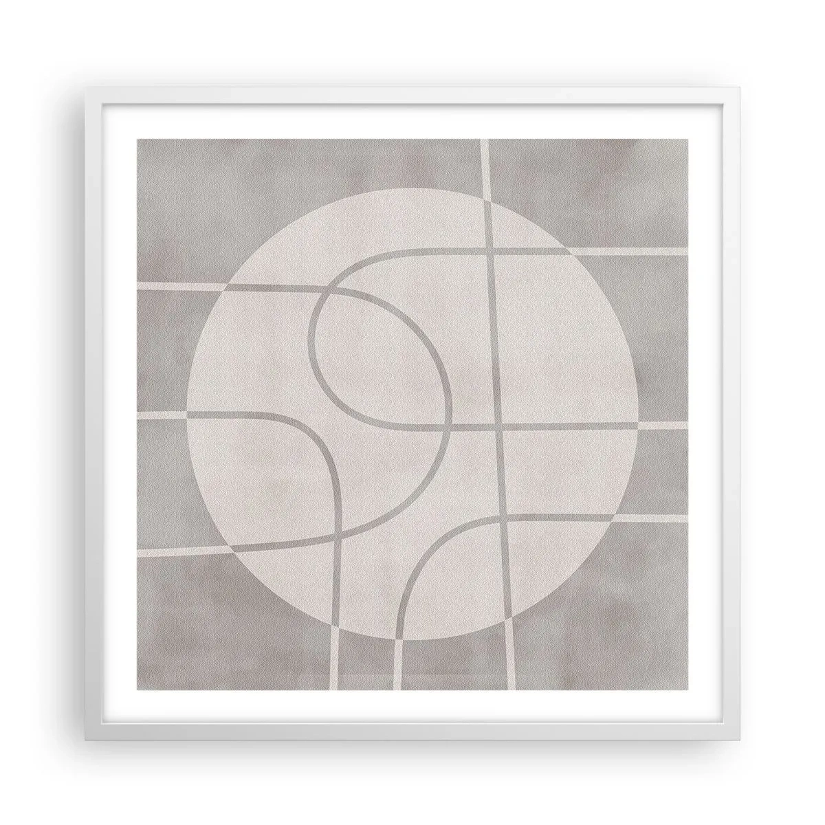 Plakat i hvid ramme - Cirkulær og lige frem - 60x60 cm