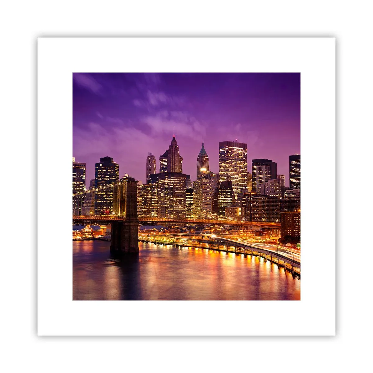 Plakat - Lilla og gylden Manhattan - 30x30 cm