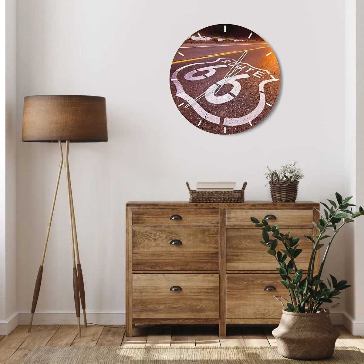 Vægur, Uret - Den berømte Route 66 - 40x40 cm