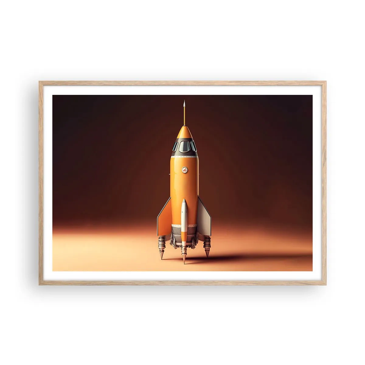 Plakat i ramme af lyst egetræ - Det begynder med en drøm - 100x70 cm