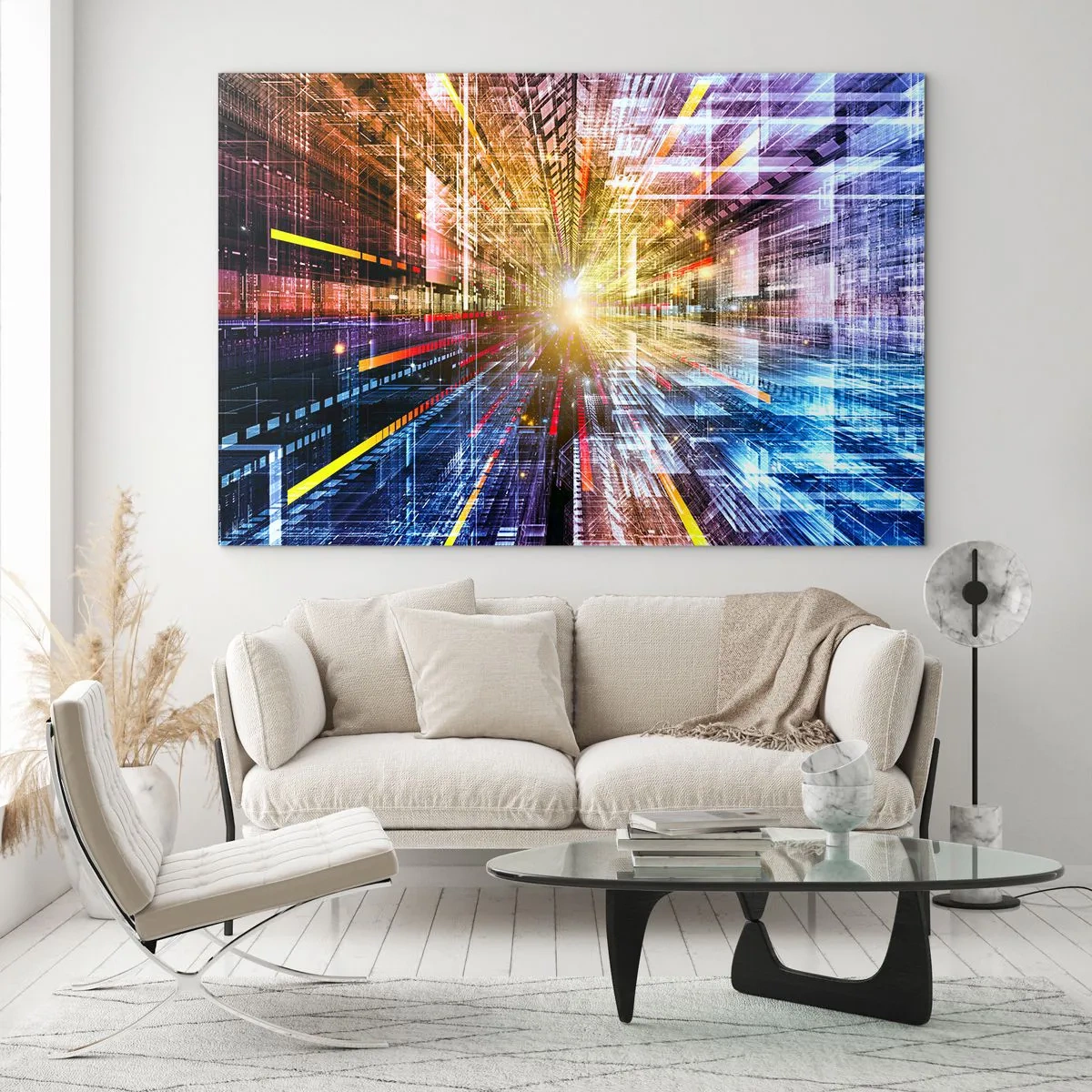 Billede på glas - Lysende korridor - 100x70 cm