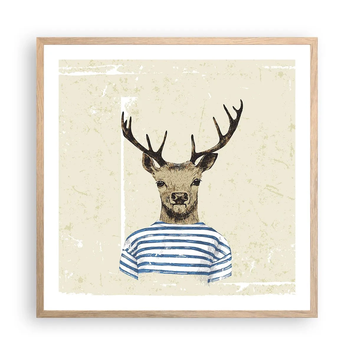 Plakat i ramme af lyst egetræ - Fordi jeg kan lide stribede skjorter! - 60x60 cm