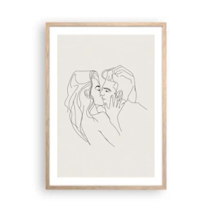 Plakat i ramme af lyst egetræ - Forviklet i følelser - 50x70 cm