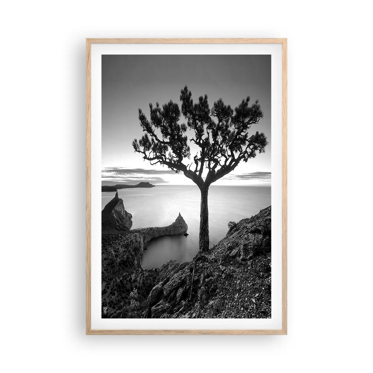 Plakat i ramme af lyst egetræ - Fred hele vejen til horisonten - 61x91 cm