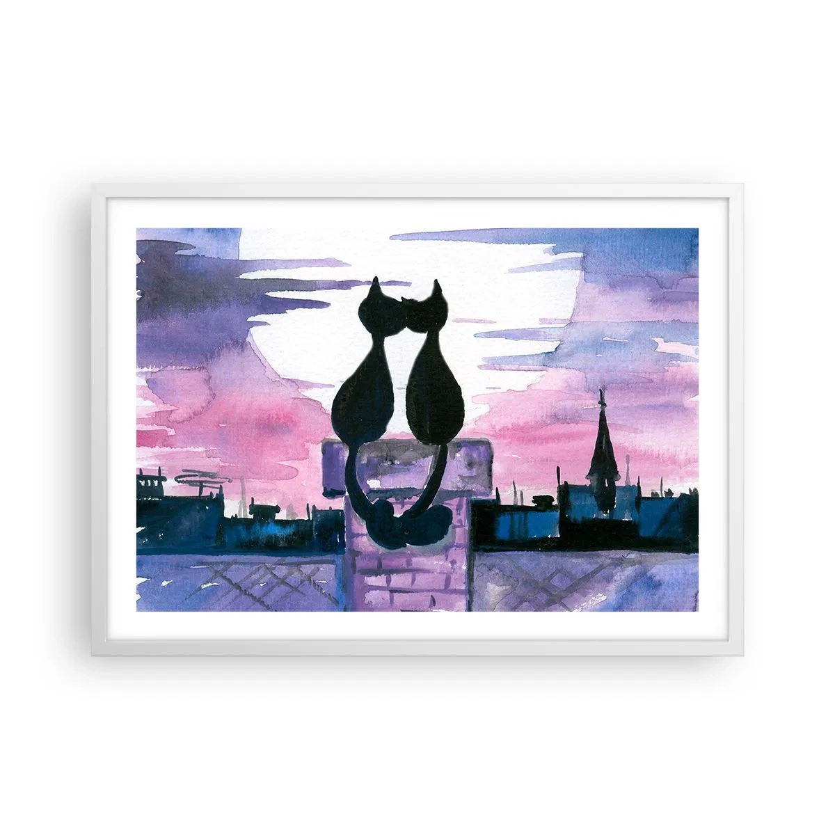 Plakat i hvid ramme - Rendez-vous under månen - 70x50 cm