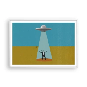 Plakat i hvid ramme - Et tæt møde - 100x70 cm