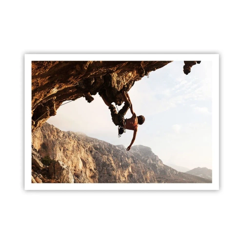 Plakat - Verden skrumpede ind i en håndfuld på en klippeskrænt - 100x70 cm