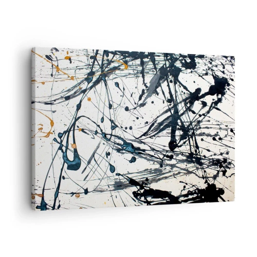 Lærredstryk - Billede på lærred - Abstrakt malerimønster med dynamiske linjer og pletter - 70x50cm - Med eller uden fornuft? - Moderne vægdekoration til stue og soveværelse ARTTOR