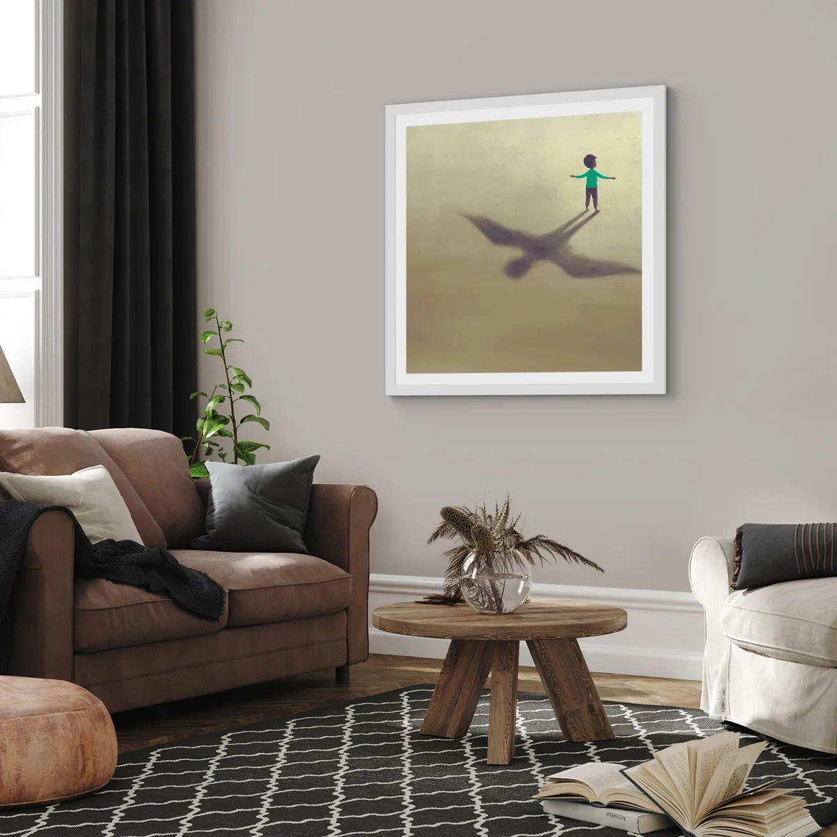 Plakat i hvid ramme - Fremtidens helt - 30x30 cm