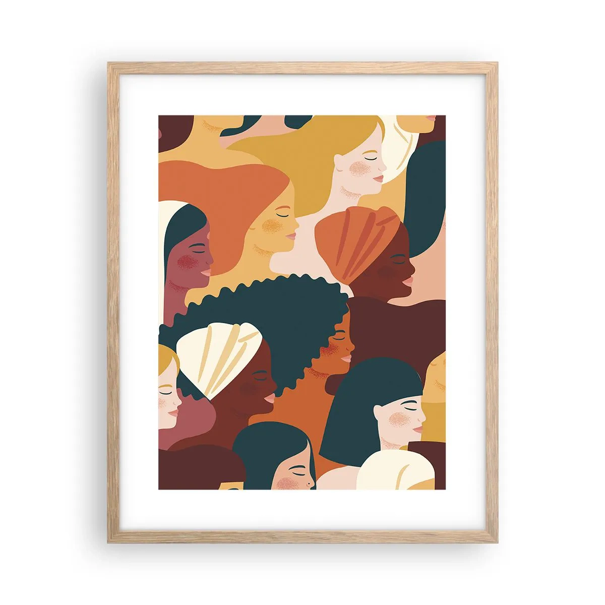 Plakat i ramme af lyst egetræ - Kun kvindelighed - 40x50 cm