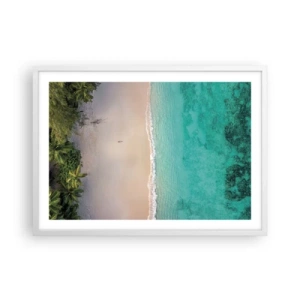 Plakat i hvid ramme - Paradis strand - 70x50 cm
