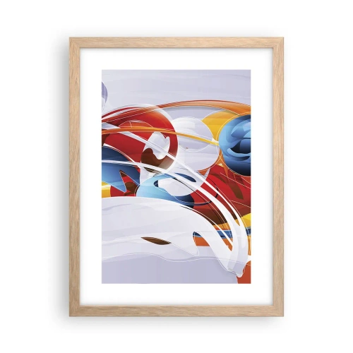 Plakat i ramme af lyst egetræ - Elementernes dans - 30x40 cm