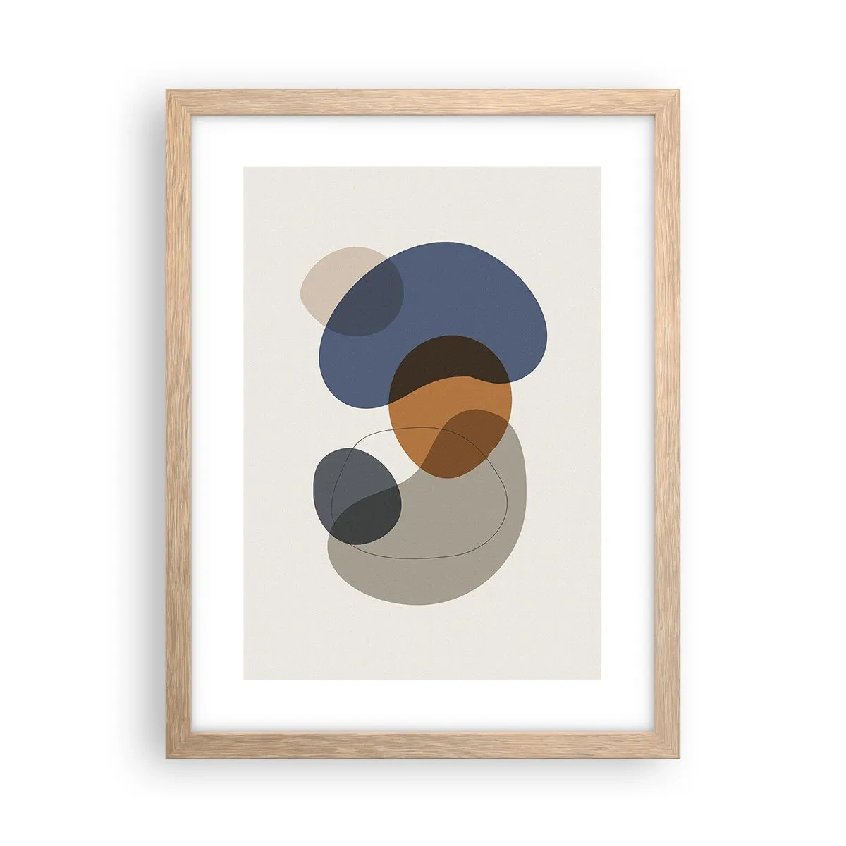 Plakat i ramme af lyst egetræ - Dråber af farve - 30x40 cm