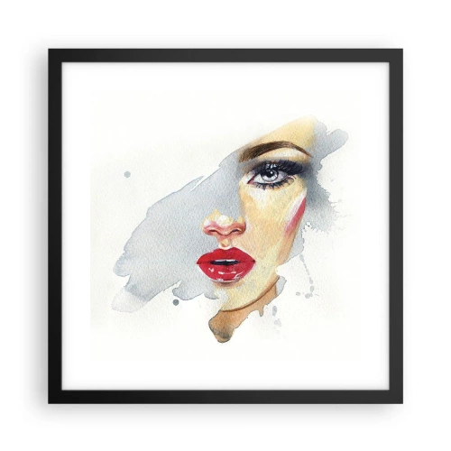 Plakat i sort ramme - Refleksion i en vanddråbe - 40x40 cm