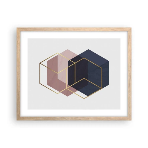 Plakat i ramme af lyst egetræ - Styrken ved enkelhed - 50x40 cm