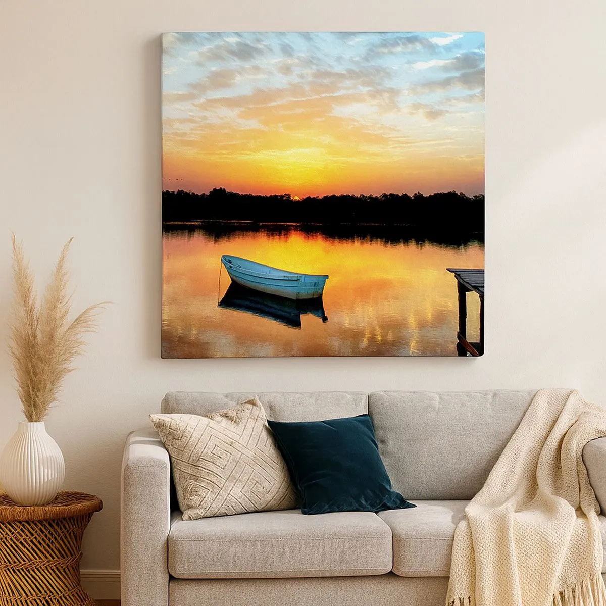 Lærredstryk - Billede på lærred - Se, lyt, meditér - 30x30 cm