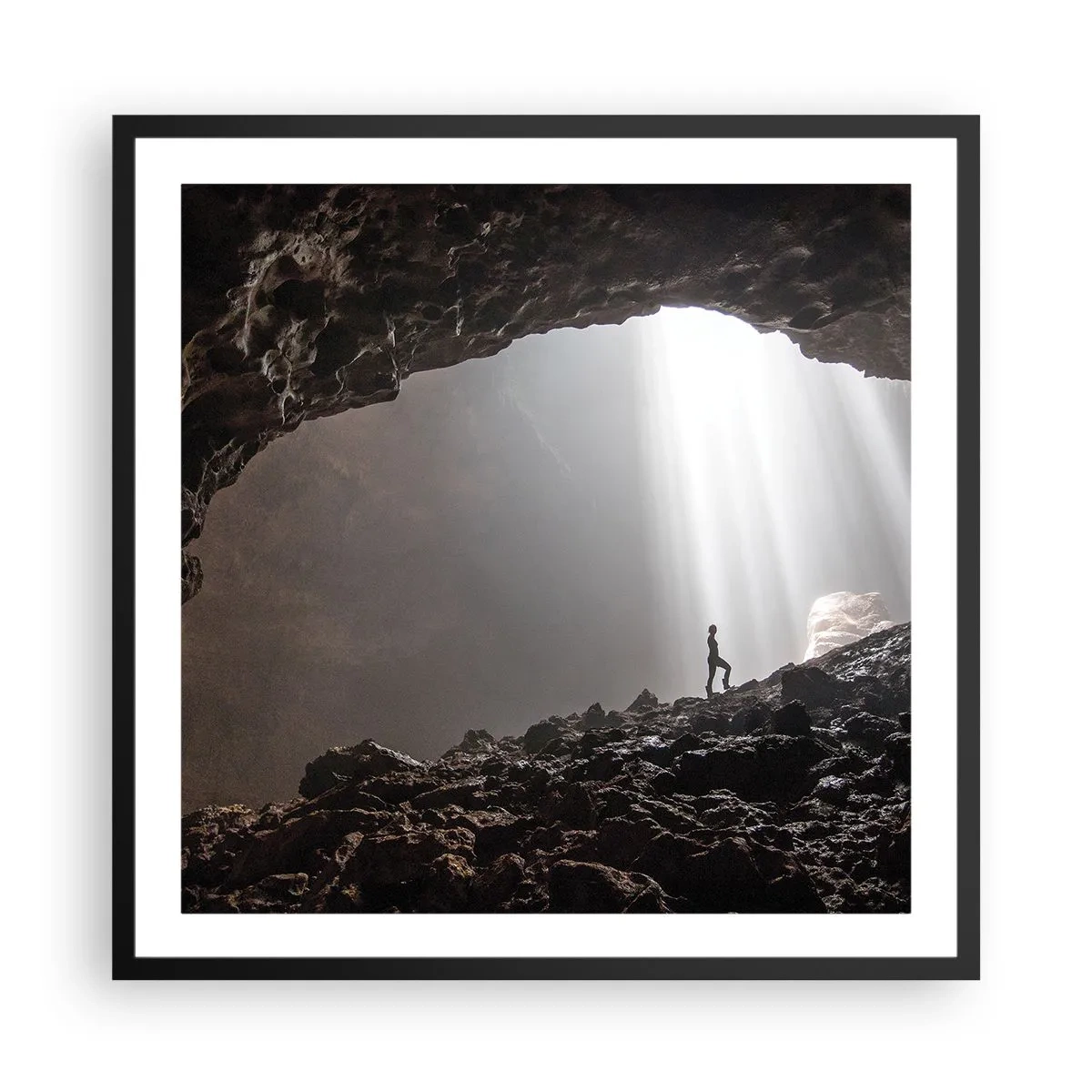 Plakat i sort ramme - Lysende grotte - 60x60 cm