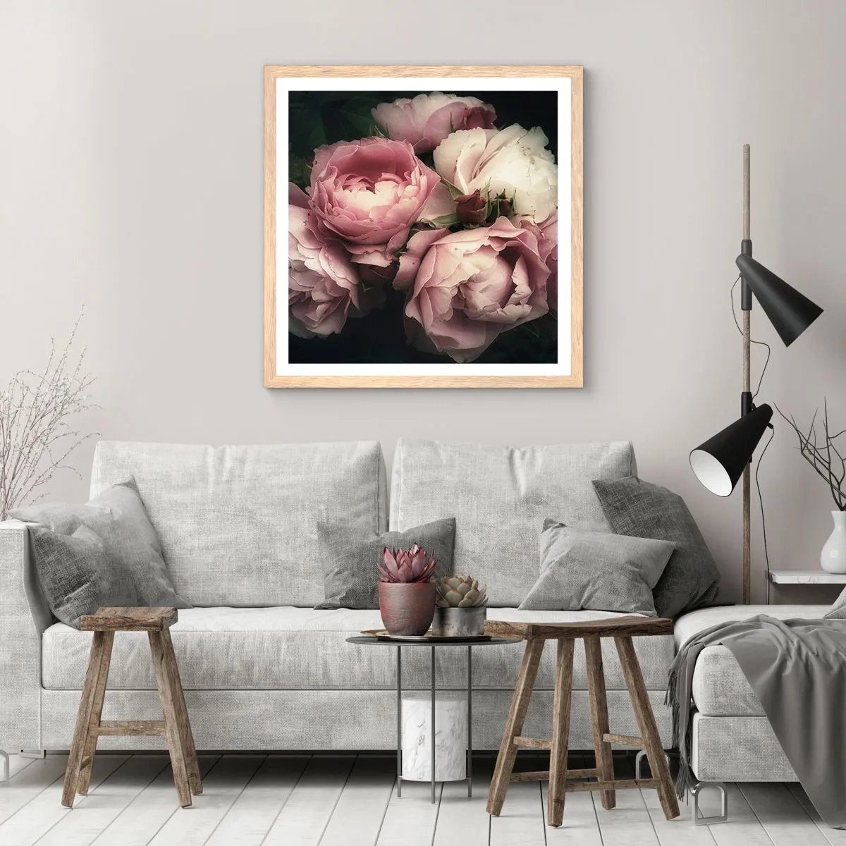 Plakat i ramme af lyst egetræ - Belle epoque charme - 40x40 cm