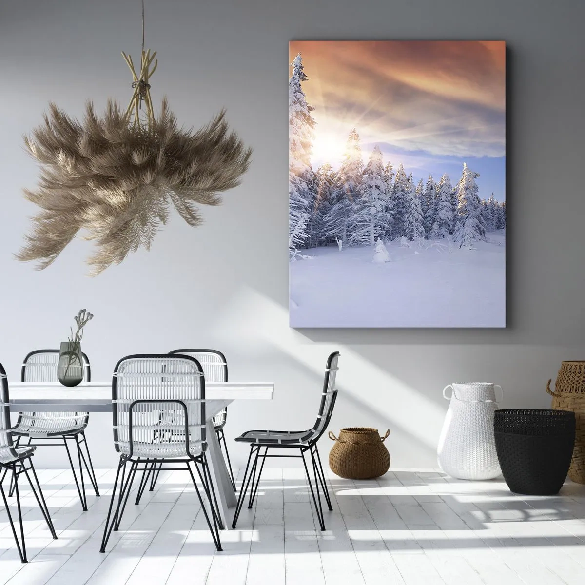Lærredstryk - Billede på lærred - Et snedækket naturspektakel - 45x80 cm
