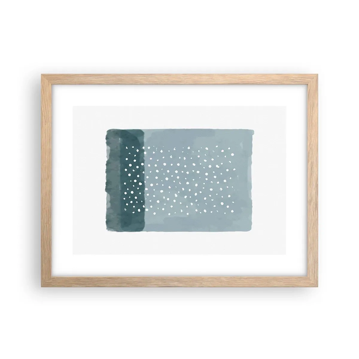 Plakat i ramme af lyst egetræ - Dyrket i blåt - 40x30 cm