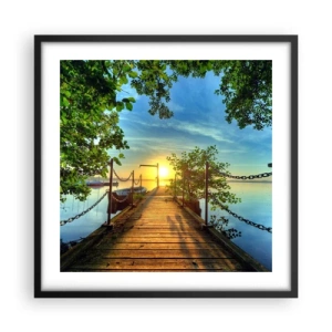 Plakat i sort ramme - Mod vest ved vandet - 50x50 cm