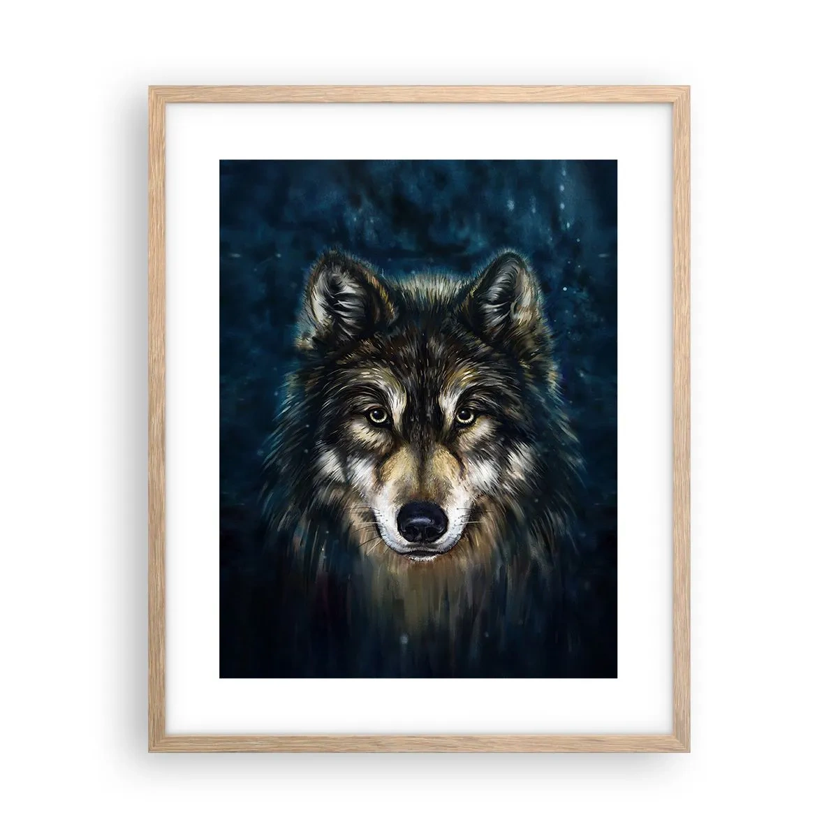Plakat i ramme af lyst egetræ - Alfa? Og omega - 40x50 cm