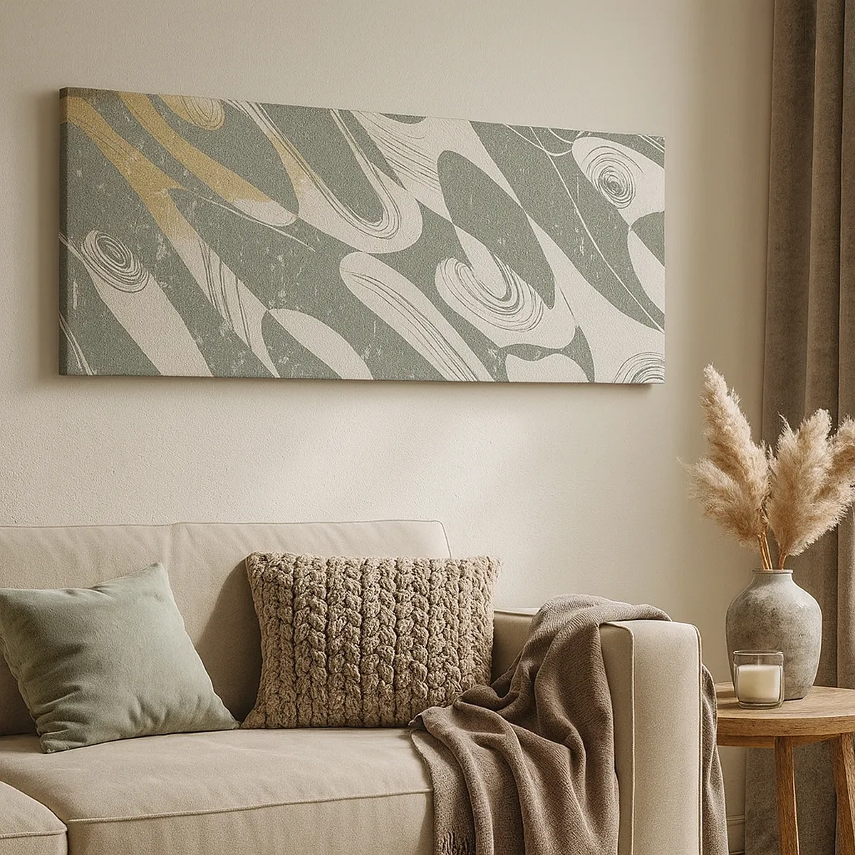 Lærredstryk - Billede på lærred - Rytmisk abstraktion - 30x30 cm