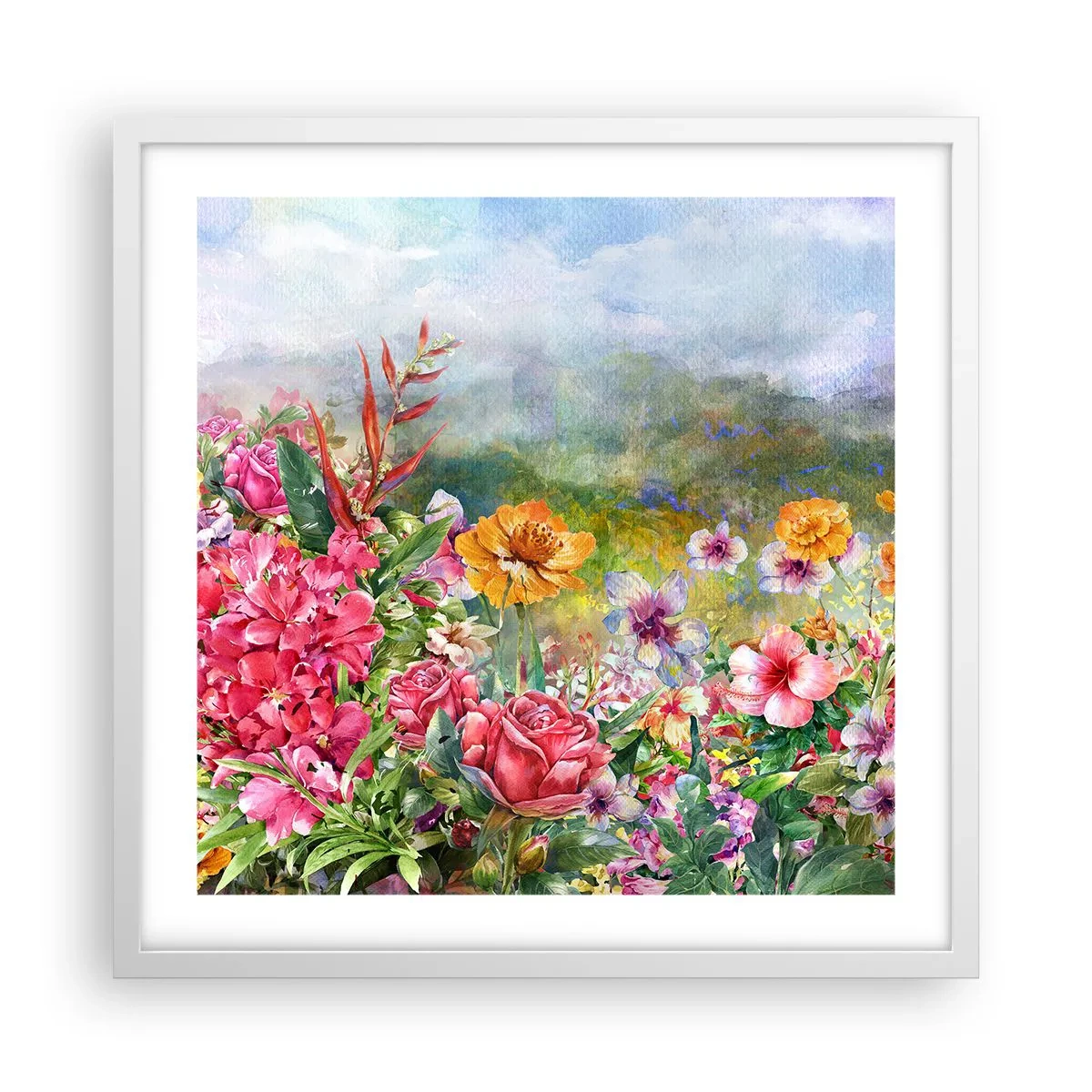 Plakat i hvid ramme - En have, der er gået amok - 50x50 cm