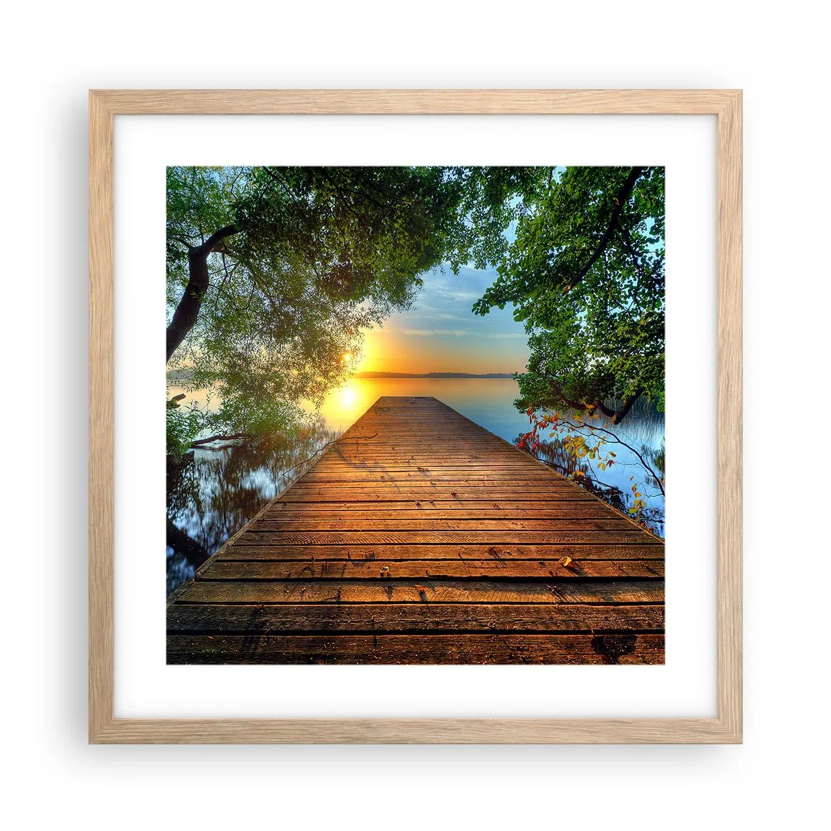 Plakat i ramme af lyst egetræ - Tag dig god tid, sæt dig ned - 40x40 cm