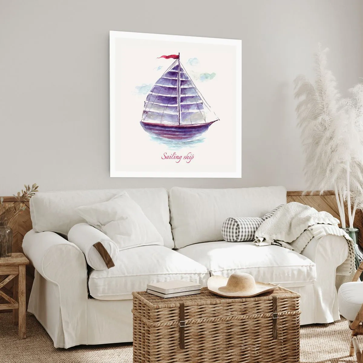 Plakat - Fulde sejl og roligt vand - 40x40 cm