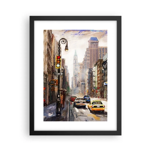 Plakat i sort ramme - New York - også farverig i regnvejr - 30x40 cm